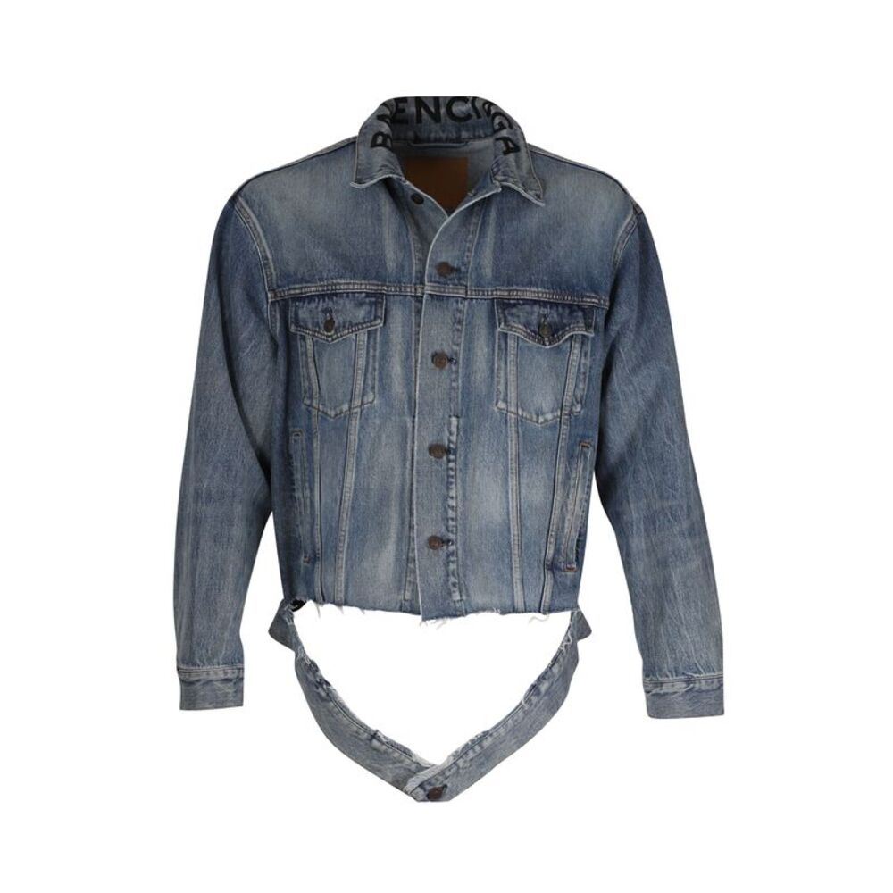 Balenciaga Raw Cut Hem Denim Jacket in Blue Cotton